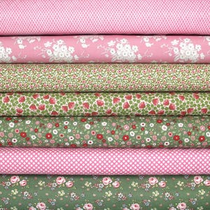 Tilda Stoffenpakket Bloemen Rozen Patchwork Katoen 7 Stoffen van elk 25 x 55 cm
