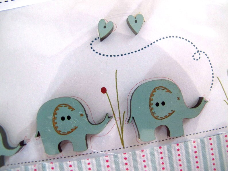 Wooden buttons decorative elephants image 3