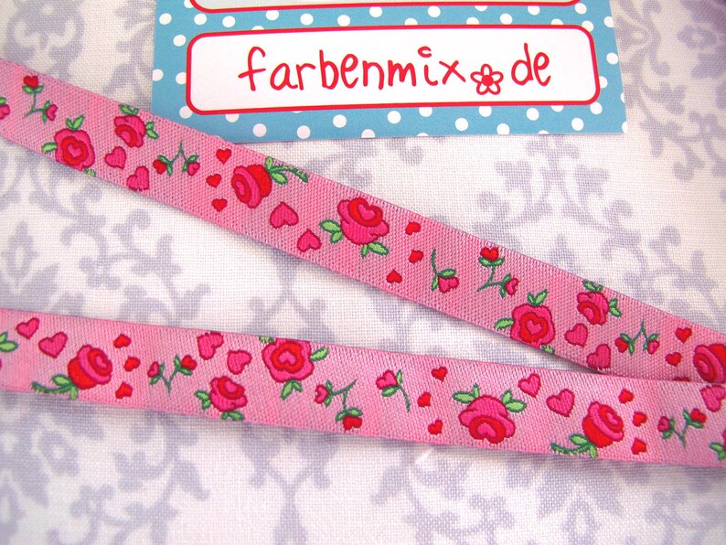 Web ribbon rose ribbon pink 1.50 EUR/meter color mix 2 m image 3