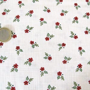 Stof met bloemenpatchwork, kerstmotief, katoen, per meter verkocht, 25 x 110 cm