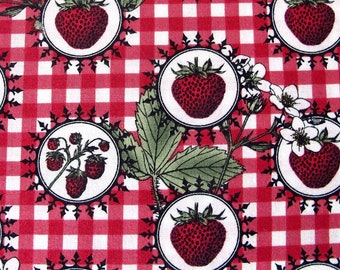 Fat Quarter Stoff kariert Erdbeeren