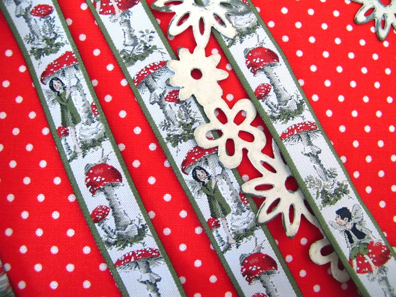 Woven ribbon Daniela Drescher Fly agarics and elves EUR 3.95/meter acufactum image 2