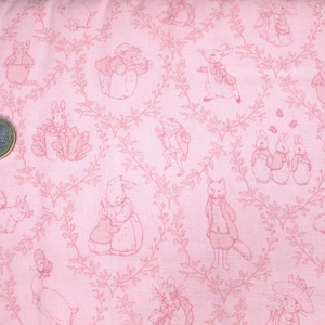 Cotton Peter Rabbit children's fabric pink