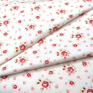 Tessuto patchwork, in cotone, venduto al metro, con rose e fiori, 25 x 110 cm.