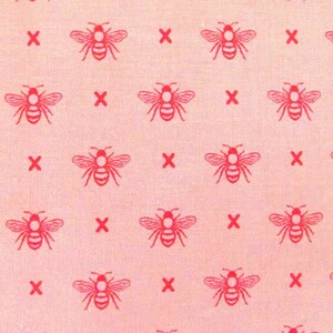 Patchwork fabric pink bees image 1