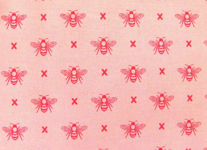 Patchwork fabric pink bees image 1