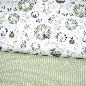 Acufactum stoffenpakket, vogels, paaspatchwork, katoen, 2 stoffen, elk 50 x 75 cm