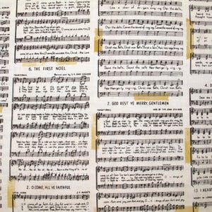 Tessuto Tim Holtz con note musicali, patchwork natalizio, cotone, venduto al metro, 25 x 110 cm