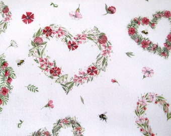 Fabric acufactum flowers hearts