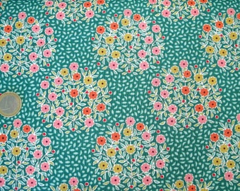 Tilda fabric with flowers, petrol, patchwork fabric, cotton, Pie in the Sky, 25 x 110 cm