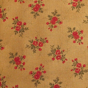 Tissu patchwork roses ocre image 1