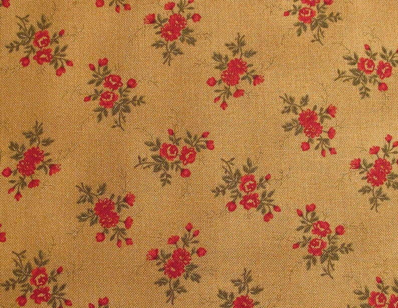 Patchwork fabric roses ocher image 1