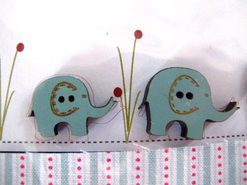 Wooden buttons decorative elephants image 4