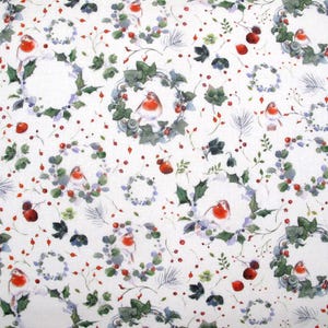 acufactum fabric robin wreaths Christmas fabric