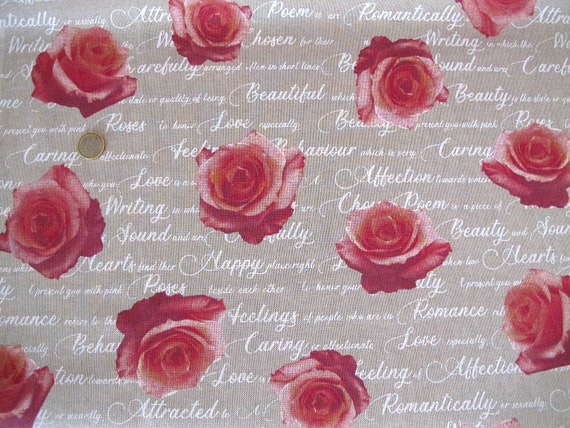 Canvas Rosen Schrift Taschenstoff