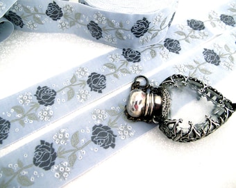 Woven ribbon roses (5.00 EUR/meter) Kafka from 50 cm