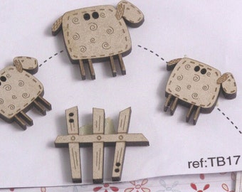 Wooden buttons decorative sheep