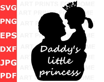 Download Custom Father Daughter Silhouette Portrait Daddy Daughter Etsy