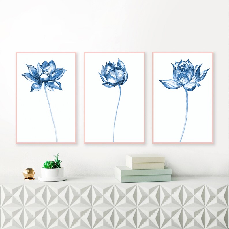 Printable Wall Art Large Floral Wall Art Set of 3 Prints Etsy