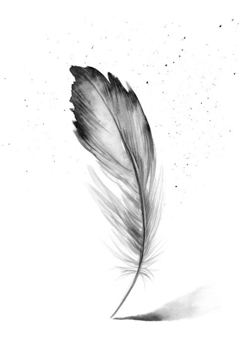 Feather Print Set Black and White Wall Art Feather Wall Decor Etsy