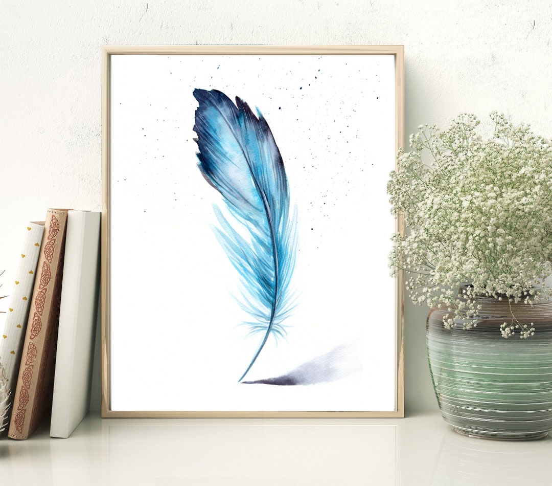 Feather Print Printable Feather Wall Art Feathers Watercolor Painting ...