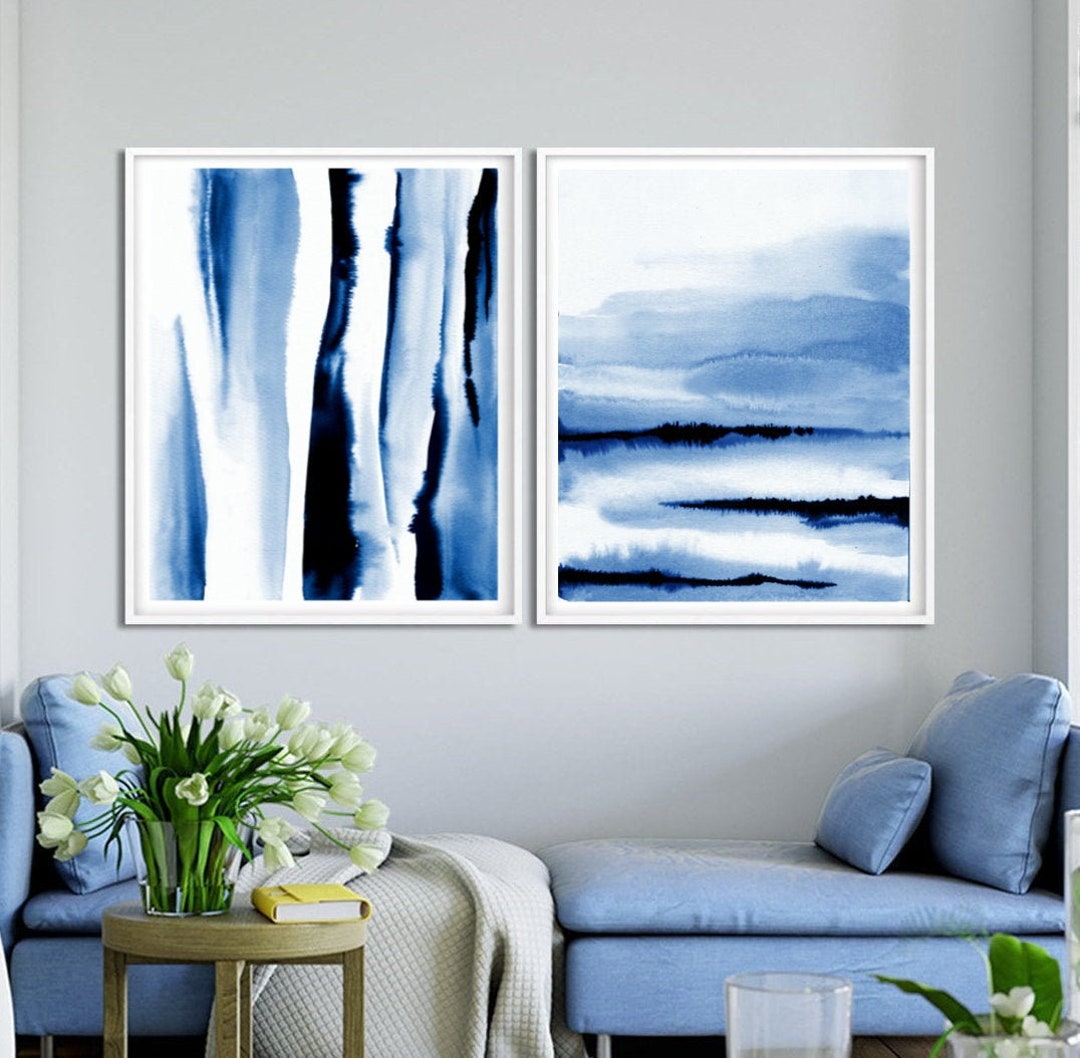 Navy Blue Wall Art Living Room Printable Wall Art Minimalist - Etsy