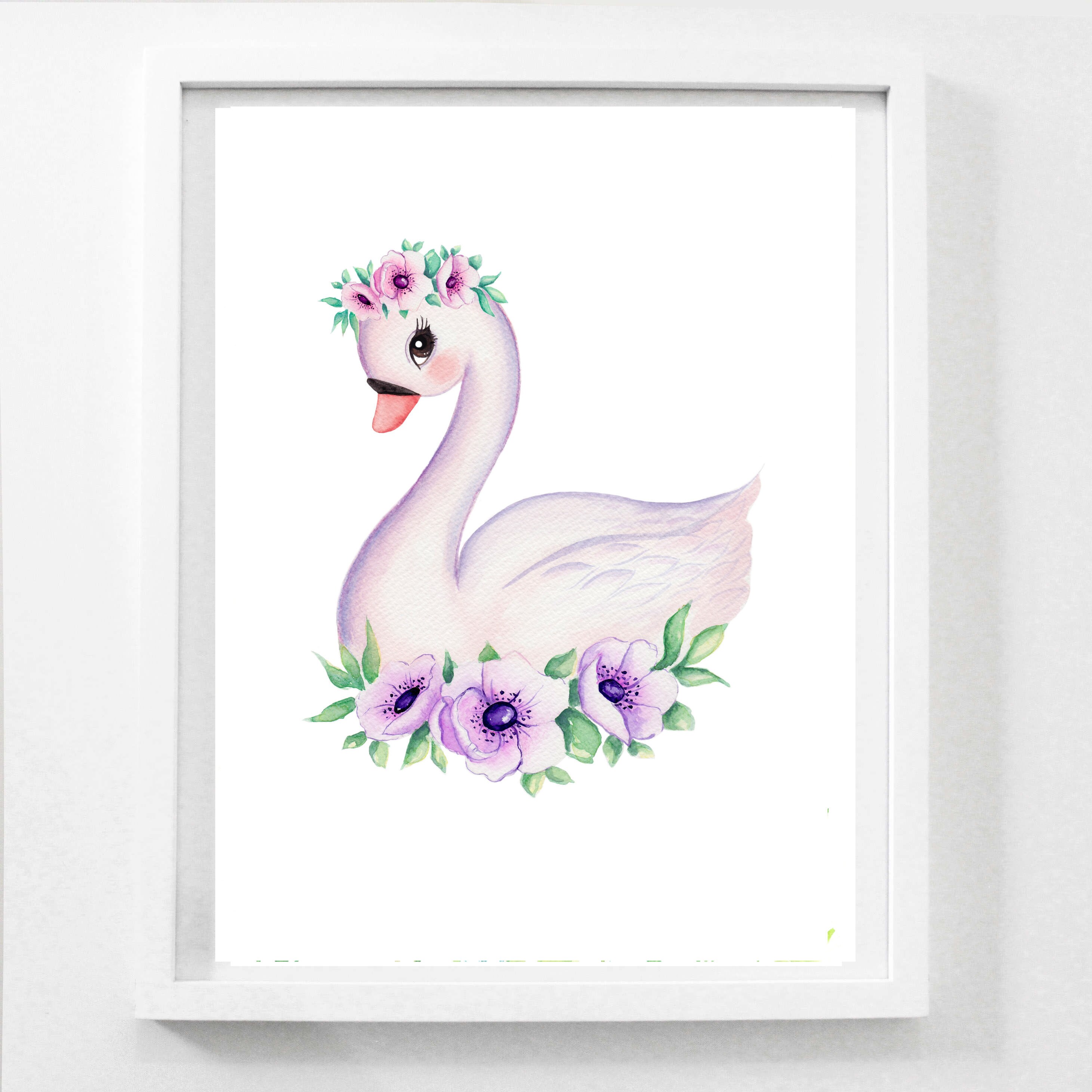 Swan Wall Art Baby Girl Room Decor Swan print nursery wall art Etsy