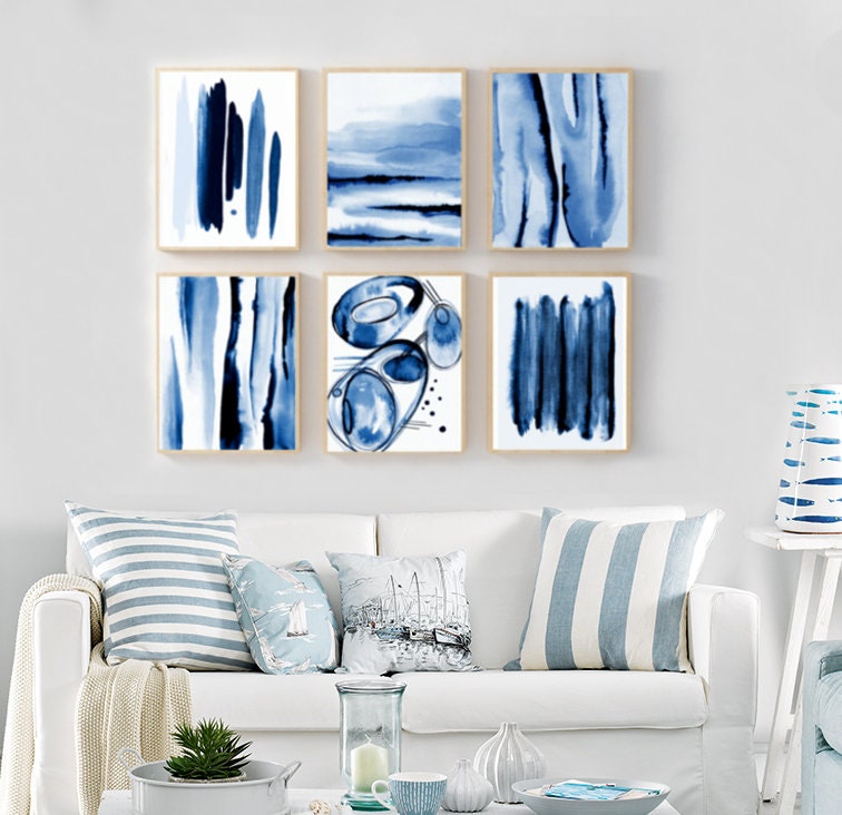 Blue Living Room Decor Abstract Wall Art Extra Large Abstract | Etsy