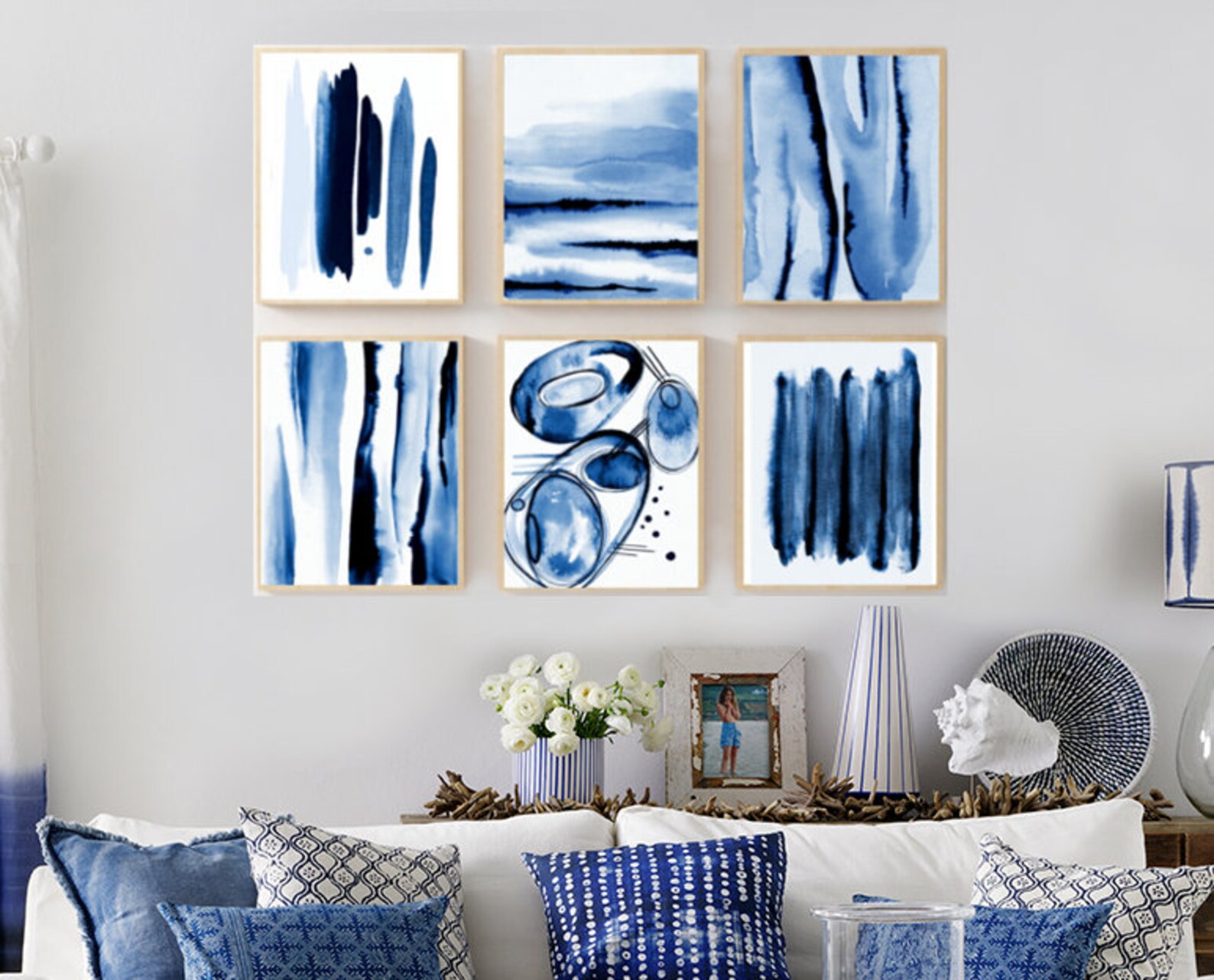 Navy Blue Wall Art Extra Large Wall Art Living Room Decor Blue Etsy