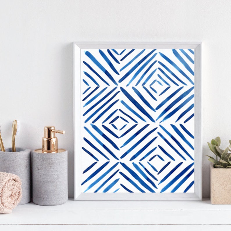 Navy Blue Wall Art Gallery Wall Print Indigo Blue Abstract Etsy