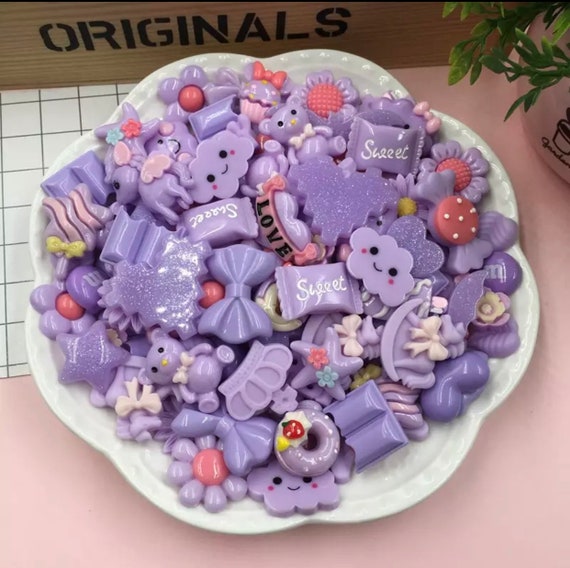 20PCS MIX HEART CABOCHONS Resin Flat Back Embellishments for Decoden Craft