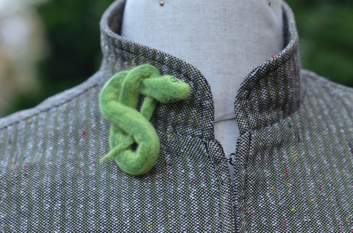 Python Snake Felted Brooch #1/ Felt Jewellery/ Animal Pin/ Wool ...