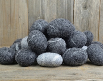 Felted pebbles / Set of 5 wool stones / Decorative stones / Soft stones to relieve stress / Loft style / Scandinavian style / Tension relief