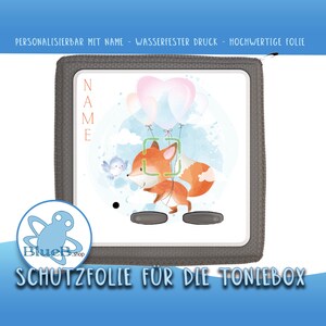 Foxi and Bird Protective Film for the Toniebox - Stickers to protect the Toniesbox Personalized with desired name - Fuchs Tent Protective Film