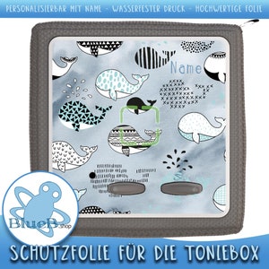 Colorful Whales Protective Film for the Toniebox - Stickers to protect the Toniesbox Personalized with desired name - Sea Sticker