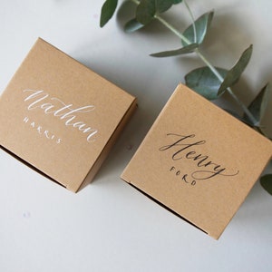 Personalised Modern Calligraphy Wedding Favour Boxes / Party Favours / Thank You Boxes image 3