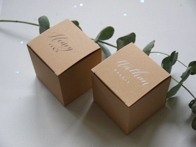Personalised Modern Calligraphy Wedding Favour Boxes / Party Favours / Thank You Boxes image 4