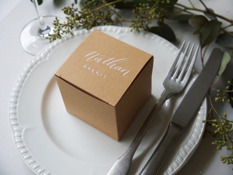 Personalised Modern Calligraphy Wedding Favour Boxes / Party Favours / Thank You Boxes image 6