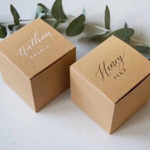 Personalised Modern Calligraphy Wedding Favour Boxes / Party Favours / Thank You Boxes image 1