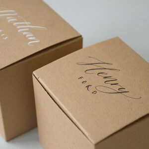 Personalised Modern Calligraphy Wedding Favour Boxes / Party Favours / Thank You Boxes image 5