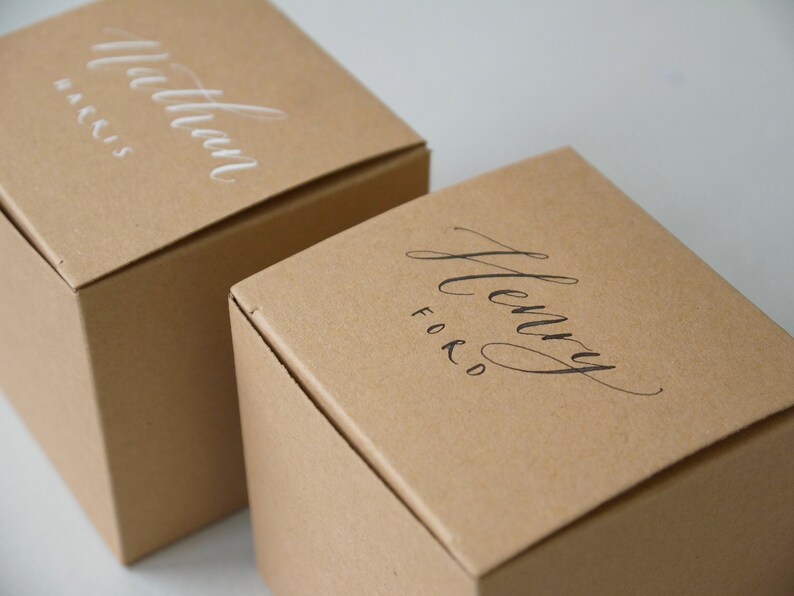 Personalised Modern Calligraphy Wedding Favour Boxes / Party Favours / Thank You Boxes image 5