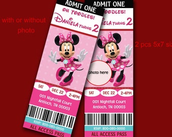 Minnie Mouse Ticket Invitation Etsy