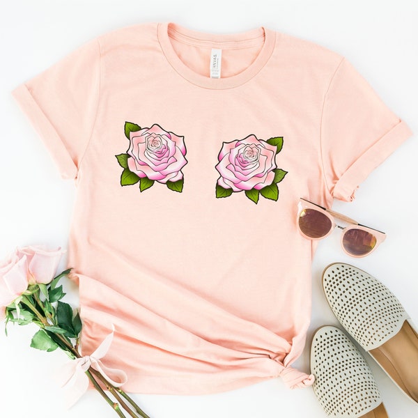 Rose Boob T Shirt, Tumblr Clothing, Feminist T Shirts, Valentines Day Gift, Vegetarian T Shirt, Woman Funny Shirts,Parody Shirt,Yoga Shirts