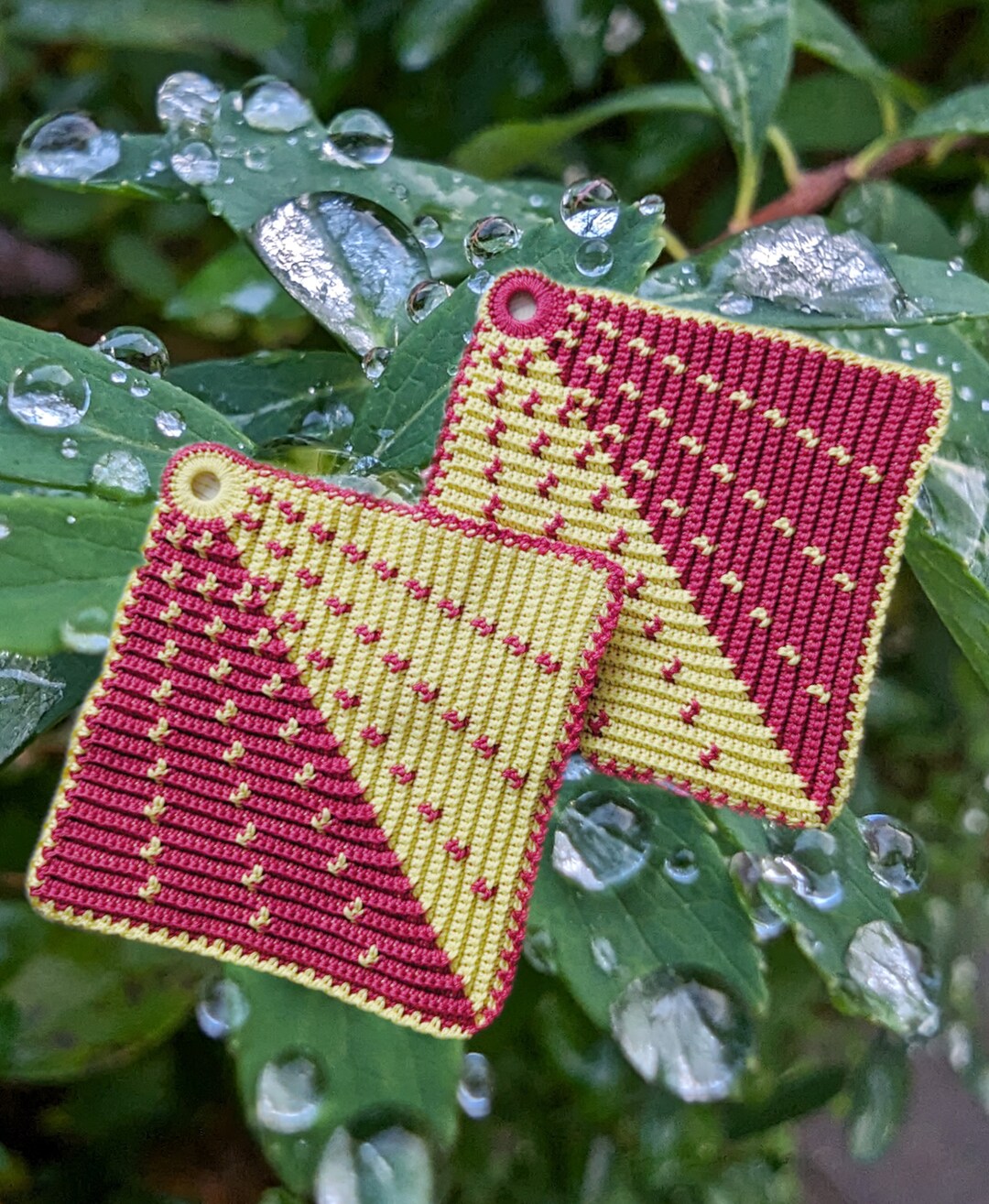 1 Pair of Pot Holders dark and Bright Approx. 19 Etsy