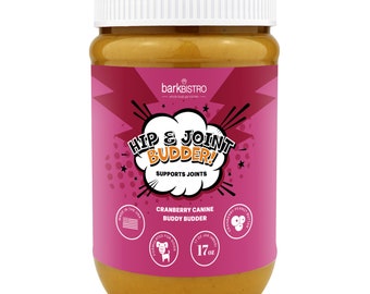 Cranberry Canine BUDDY BUDDER (Hip + Joint) - 100% all natural dog peanut butter, 17oz