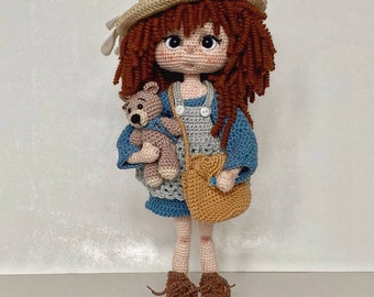 Art doll, collectible doll, crochet doll, doll, amigurumi, crocheted, accessory, gift