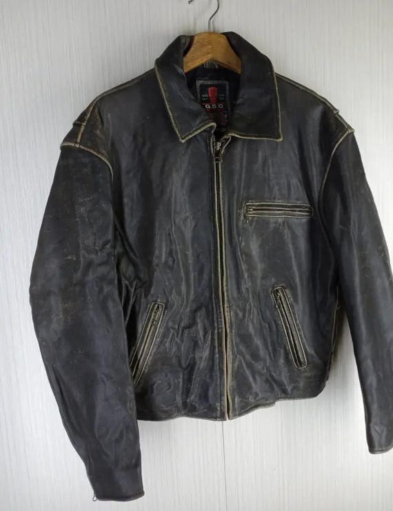 Rare Vintage 80s G.S.C Ontime Road Masters Genuine Leather Jacket
