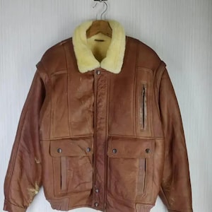 Rare Vintage B-3 Canterbury Sheepskin Leather Fur Bomber Jacket Size M