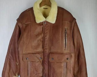 Blouson aviateur vintage rare en cuir de mouton et fourrure Canterbury B-3 taille M Blouson aviateur en cuir Canterbury