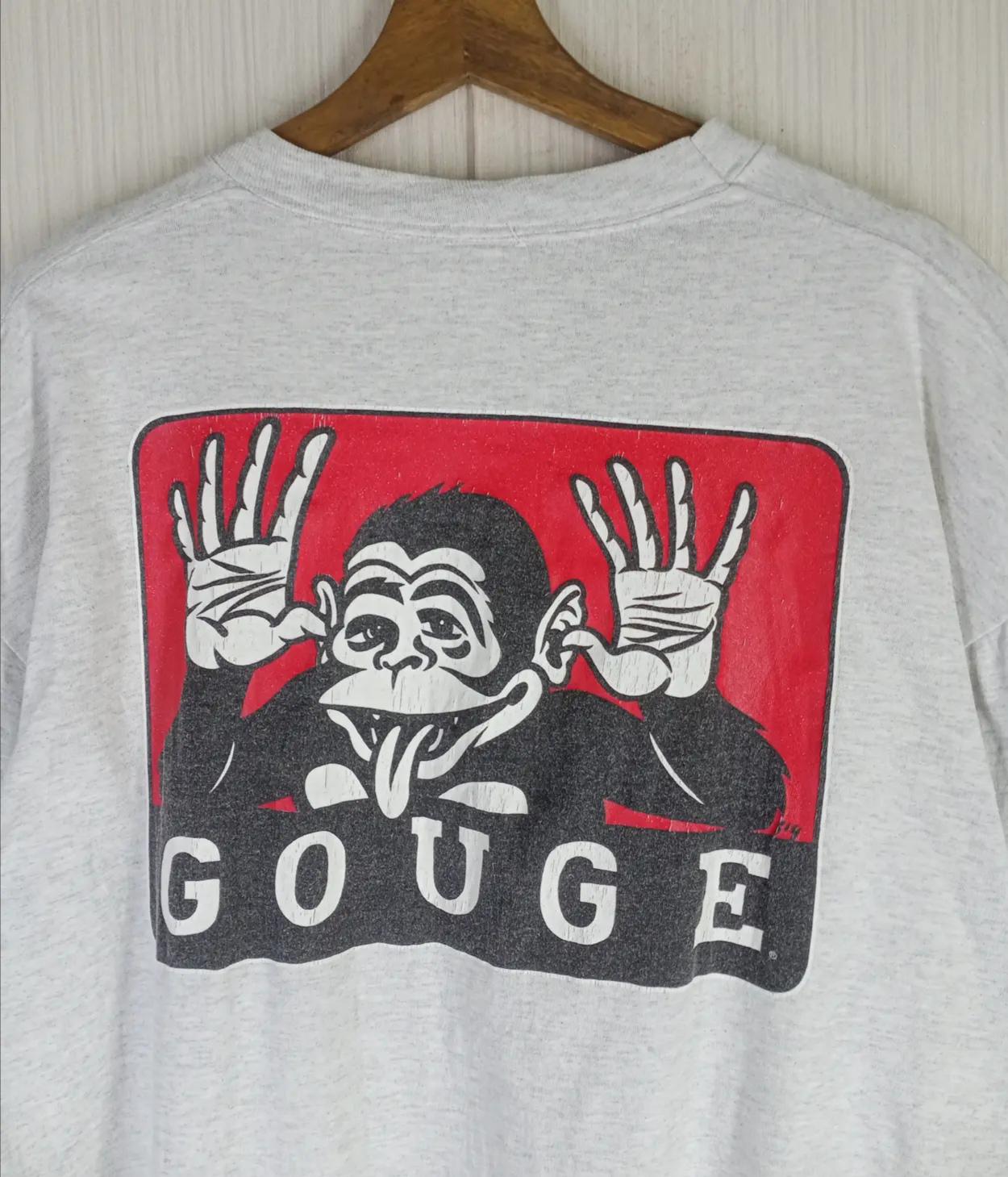 gouge オールドスケート XL 90s old skate Gouge Very Rare!!! Vintage 90s Gouge Skateboard Big Logo Tshirt